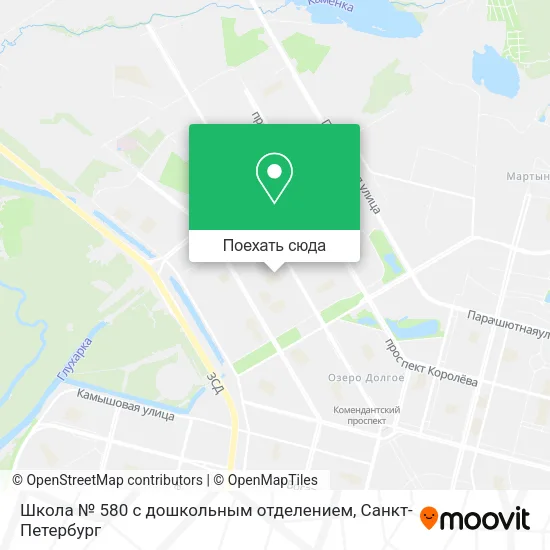 Карта Школа № 580 с дошкольным отделением