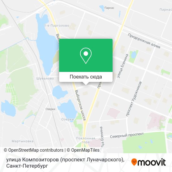 Карта улица Композиторов (проспект Луначарского)