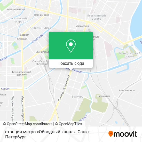 Карта станция метро «Обводный канал»