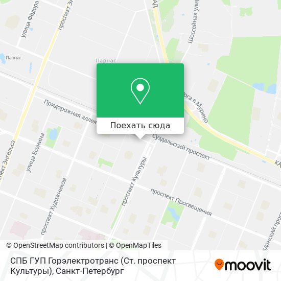 Карта СПБ ГУП Горэлектротранс (Ст. проспект Культуры)