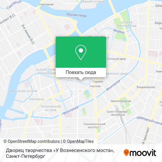 Карта Дворец творчества «У Вознесенского моста»