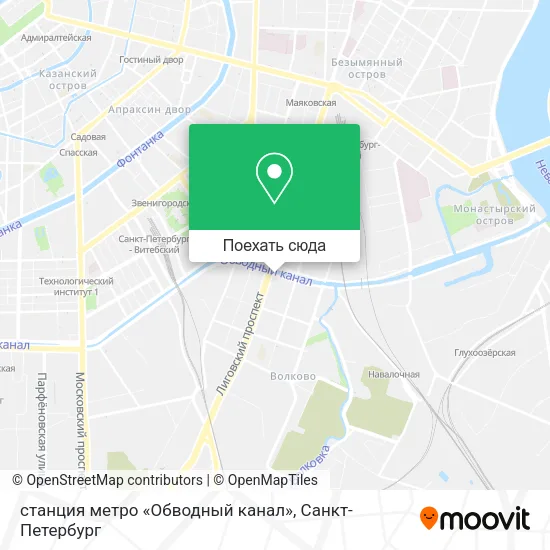 Карта станция метро «Обводный канал»
