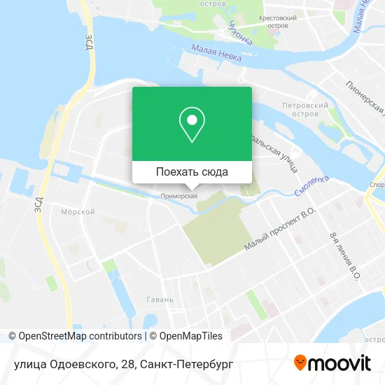 Карта улица Одоевского, 28