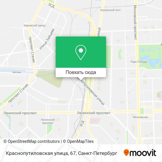 Карта Краснопутиловская улица, 67