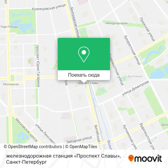 Карта железнодорожная станция «Проспект Славы»