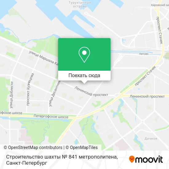 Карта Строительство шахты № 841 метрополитена