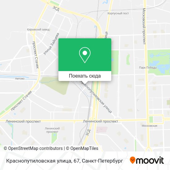 Карта Краснопутиловская улица, 67