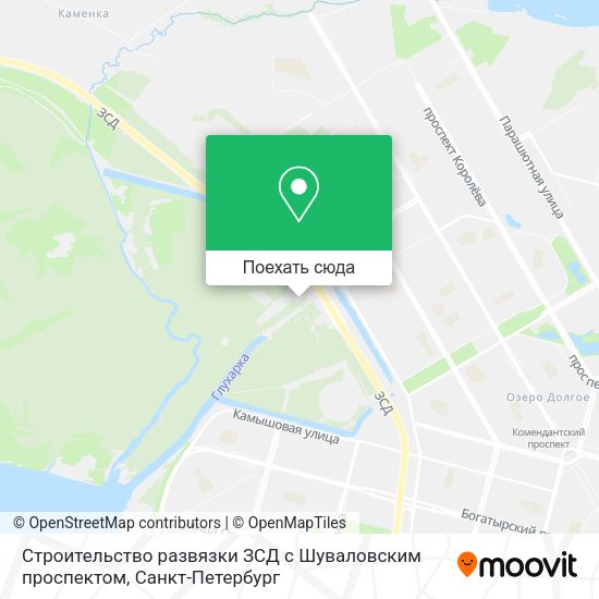 Карта Строительство развязки ЗСД с Шуваловским проспектом