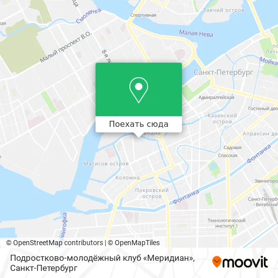 Карта Подростково-молодёжный клуб «Меридиан»