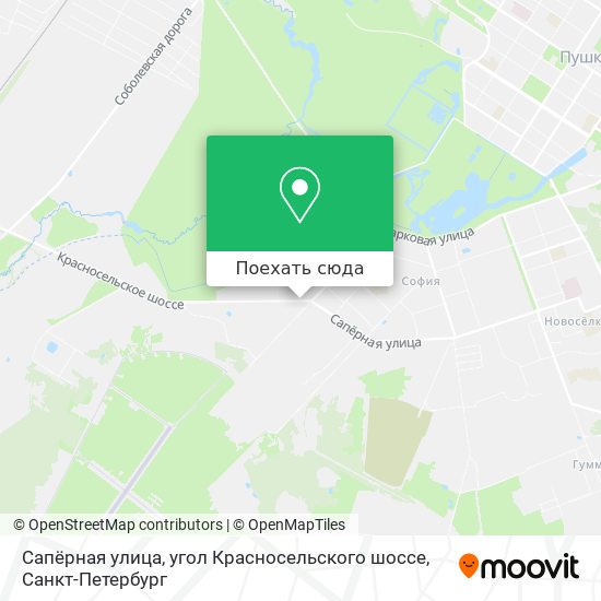 Карта Сапёрная улица, угол Красносельского шоссе