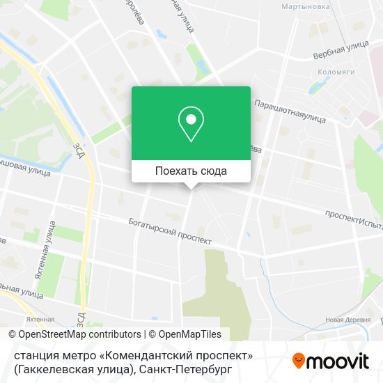 Карта станция метро «Комендантский проспект» (Гаккелевская улица)