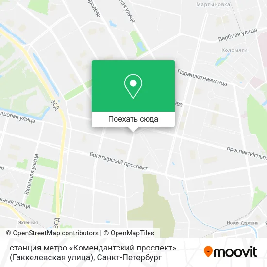 Карта станция метро «Комендантский проспект» (Гаккелевская улица)