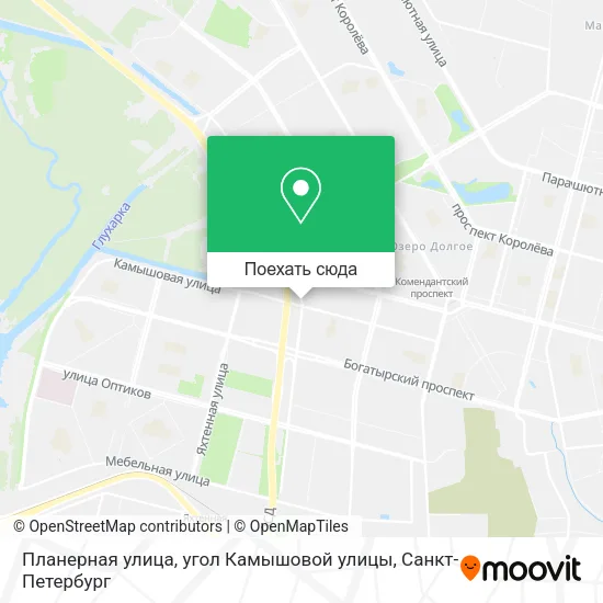 Карта Планерная улица, угол Камышовой улицы