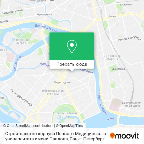 Карта Строительство корпуса Первого Медицинского университета имени Павлова