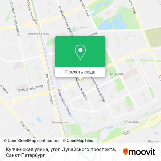Карта Купчинская улица, угол Дунайского проспекта