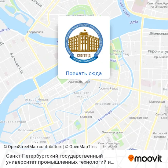 Карта Санкт-Петербургский государственный университет промышленных технологий и дизайна