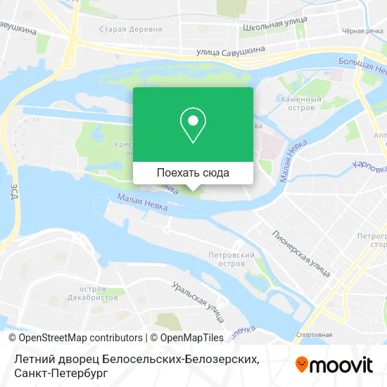 Карта Летний дворец Белосельских-Белозерских