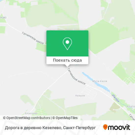 Карта Дорога в деревню Кезелево