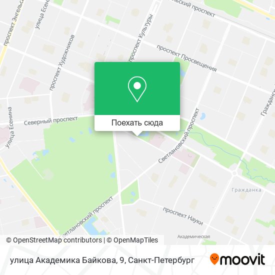 Карта улица Академика Байкова, 9