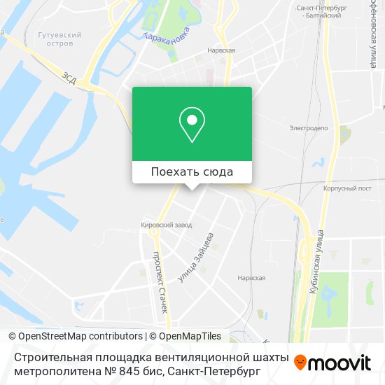Карта Строительная площадка вентиляционной шахты метрополитена № 845 бис