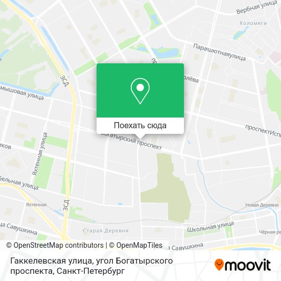 Карта Гаккелевская улица, угол Богатырского проспекта