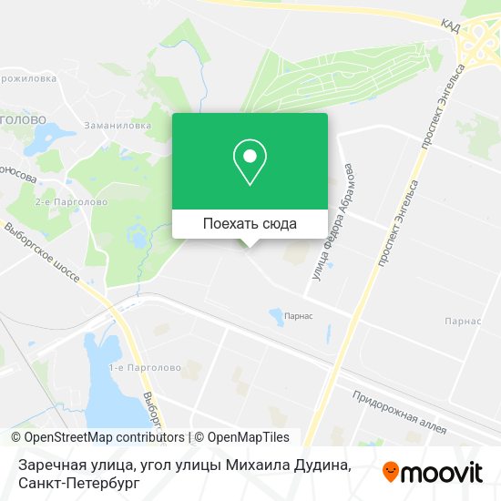 Карта Заречная улица, угол улицы Михаила Дудина