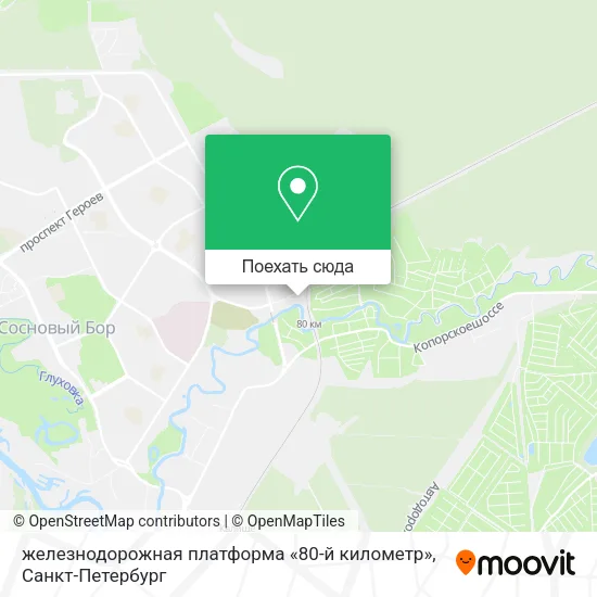 Карта железнодорожная платформа «80-й километр»