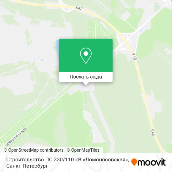 Карта Cтроительство ПС 330 / 110 кВ «Ломоносовская»