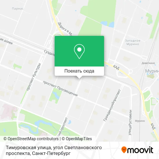 Карта Тимуровская улица, угол Светлановского проспекта