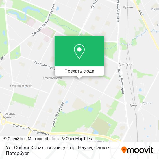 Карта Ул. Софьи Ковалевской, уг. пр. Науки