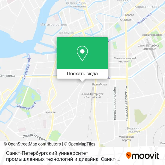 Карта Санкт-Петербургский университет промышленных технологий и дизайна
