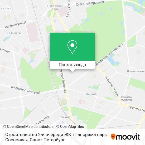 Карта Строительство 2-й очереди ЖК «Панорама парк Сосновка»