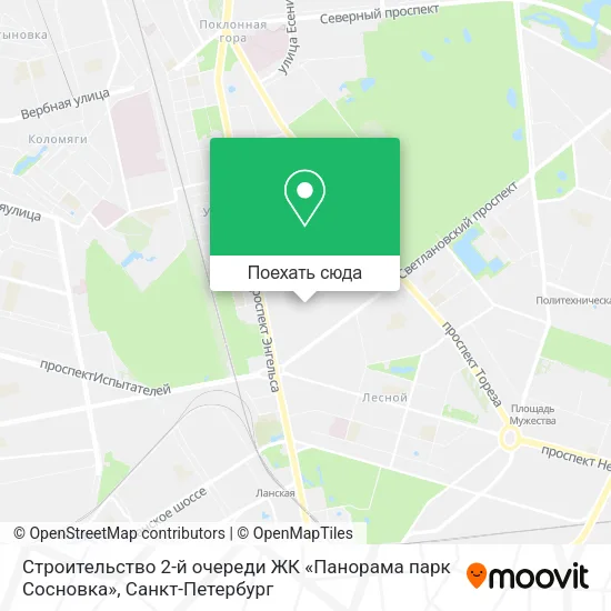 Карта Строительство 2-й очереди ЖК «Панорама парк Сосновка»