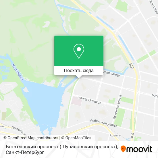 Карта Богатырский проспект (Шуваловский проспект)