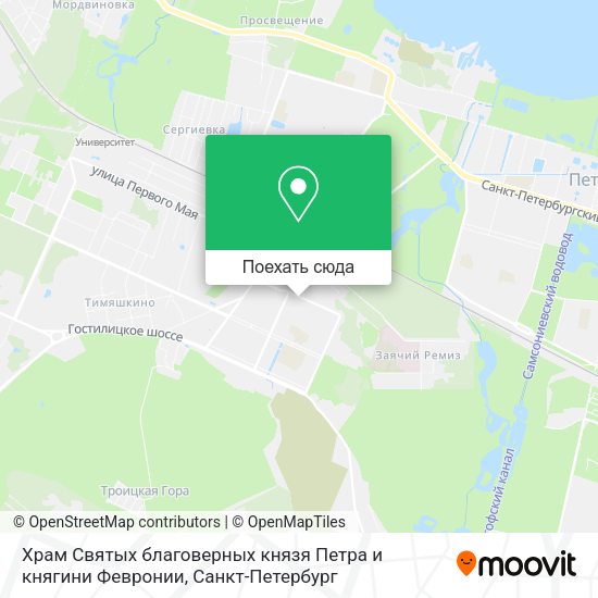 Карта Храм Святых благоверных князя Петра и княгини Февронии