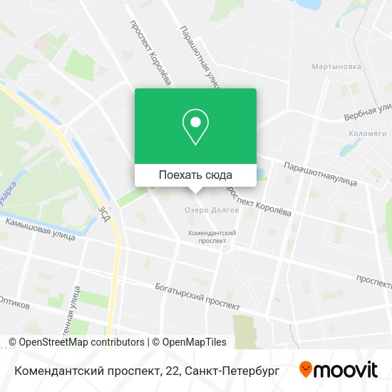 Карта Комендантский проспект, 22
