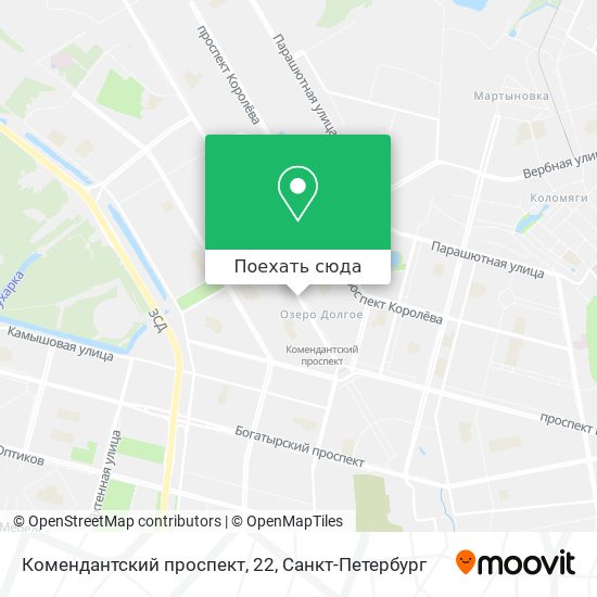 Карта Комендантский проспект, 22