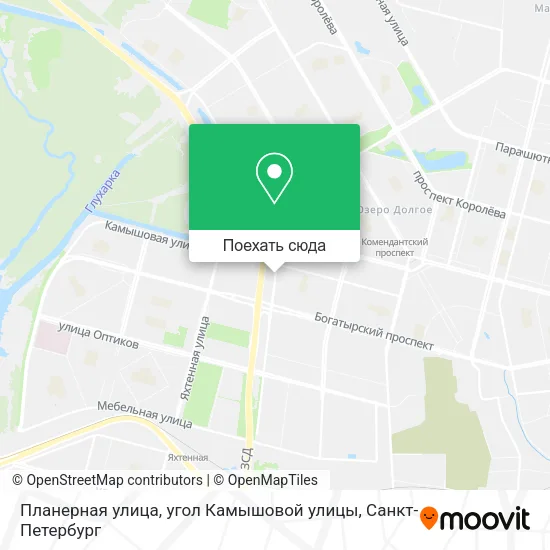 Карта Планерная улица, угол Камышовой улицы