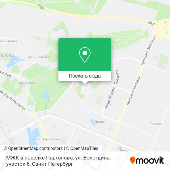 Карта МЖК в поселке Парголово, ул. Вологдина, участок 6
