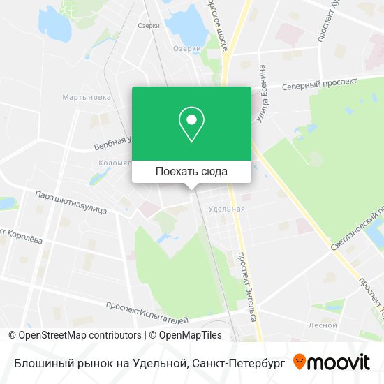 Карта Блошиный рынок на Удельной
