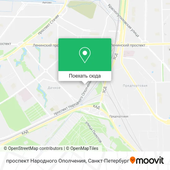 Карта проспект Народного Ополчения