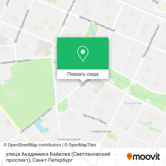 Карта улица Академика Байкова (Светлановский проспект)