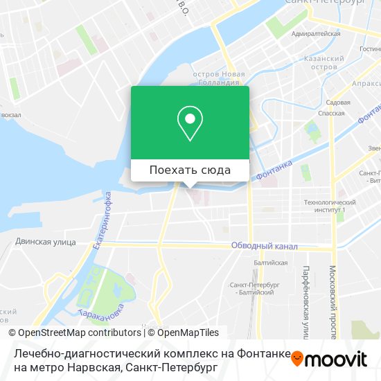 Карта Лечебно-диагностический комплекс на Фонтанке на метро Нарвская
