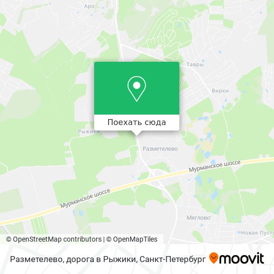 Карта Разметелево, дорога в Рыжики