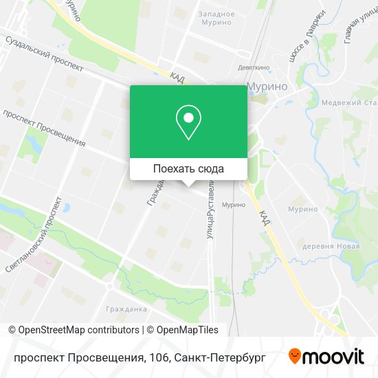 Карта проспект Просвещения, 106