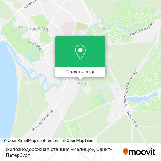 Карта железнодорожная станция «Калище»