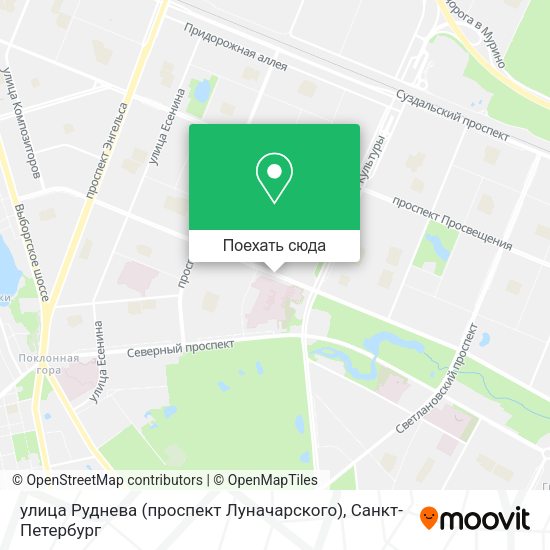Карта улица Руднева (проспект Луначарского)