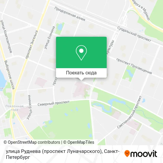Карта улица Руднева (проспект Луначарского)