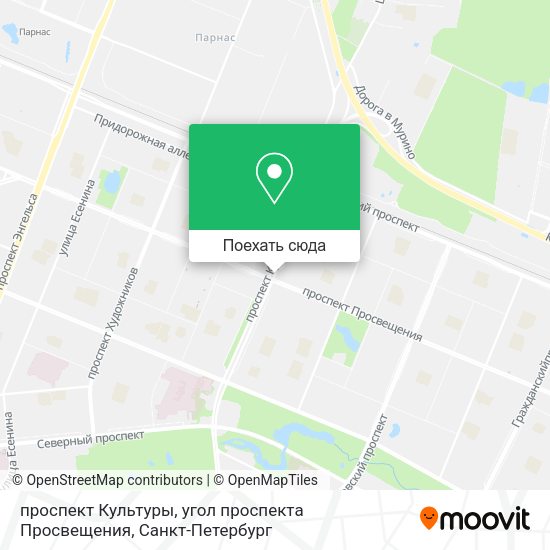 Карта проспект Культуры, угол проспекта Просвещения