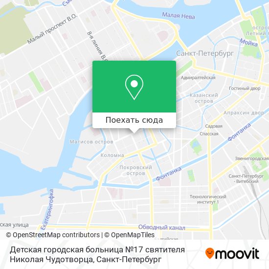 Карта Детская городская больница №17 святителя Николая Чудотворца